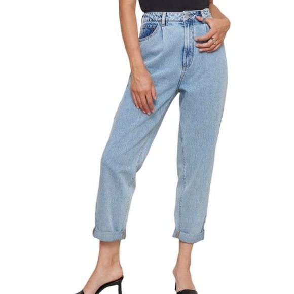 Dynamite Indigo Light Blue ETHSOS | Gigi Ultra High Rise Carrot Leg Jeans - Picture 1 of 6